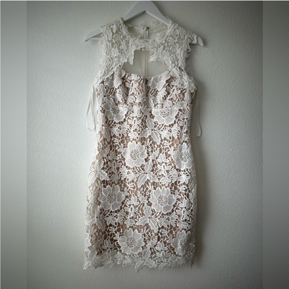 Betsy & Adam Off White Lace Dress, Size 6 - Picture 6 of 8